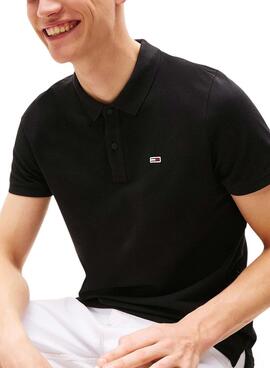 Poloshirt Tommy Jeans Slim schwarz für Herren