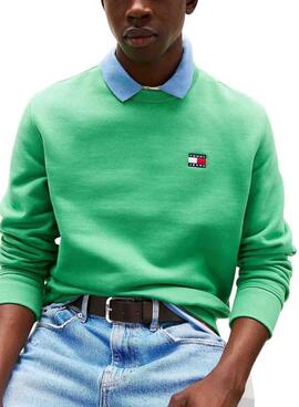Tommy Jeans Badge grüner Pullover für Herren.