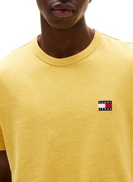 T-shirt Tommy Jeans Badge gelb für Herren