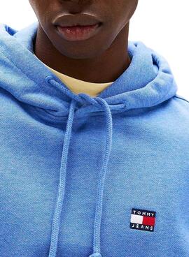 Tommy Jeans Badge Hoodie blauer Kapuzenpullover für Herren