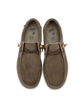 Schuhe Walkin Pitas Wallabi in blauem Toast für Herren.