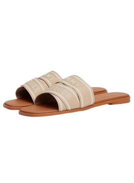 Sandalen Tommy Hilfiger Webbing beige für Damen.