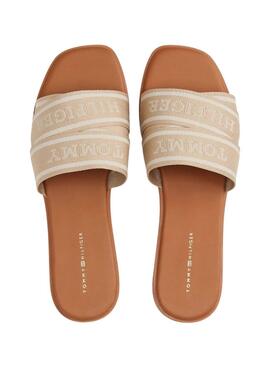 Sandalen Tommy Hilfiger Webbing beige für Damen.