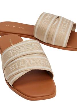 Sandalen Tommy Hilfiger Webbing beige für Damen.