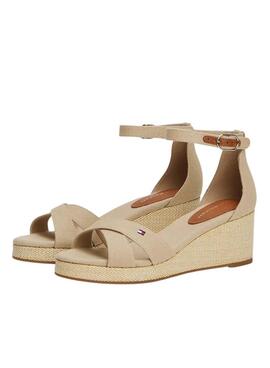 Sandalen Tommy Hilfiger Flag Criss beige für Damen