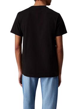 T-Shirt Calvin Klein Jeans Woven Label schwarz für Herren.