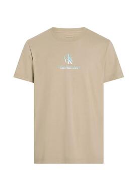 T-Shirt Calvin Klein Jeans Shadow Logo in Beige für Herren