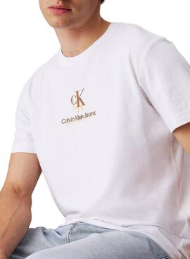 T-Shirt Calvin Klein Jeans Shadow Logo Weiß für Herren
