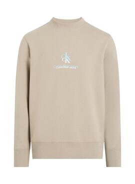 Sweatshirt Calvin Klein Jeans Shadow Logo beige für Herren.