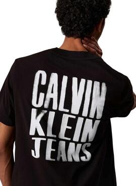 T-Shirt Calvin Klein Jeans Painted Schwarz für Herren.