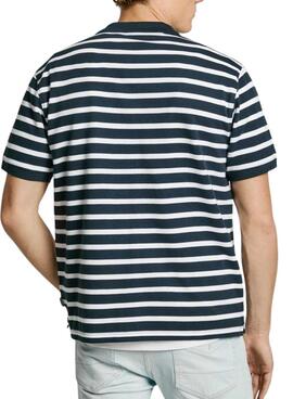 Polo Pepe Jeans Barret in Marineblau und Weiß für Herren.