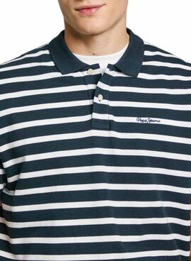 Polo Pepe Jeans Barret in Marineblau und Weiß für Herren.