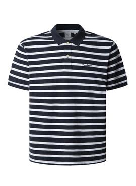 Polo Pepe Jeans Barret in Marineblau und Weiß für Herren.