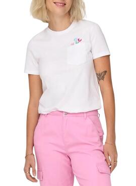 T-shirt Only Polly weiß für Damen