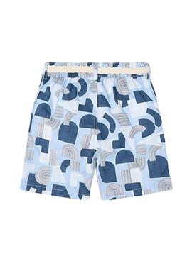 Bermuda Mayoral mit blauem geometrischem Muster für Kinder.