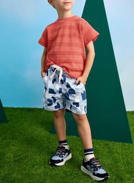 Bermuda Mayoral mit blauem geometrischem Muster für Kinder.
