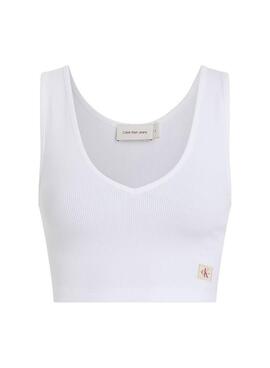 Top Calvin Klein Jeans Woven Label weiß für Frauen