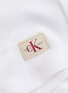 Top Calvin Klein Jeans Woven Label weiß für Frauen