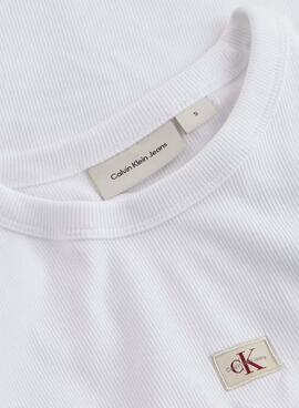 T-Shirt Calvin Klein Jeans Rib in Weiß für Damen