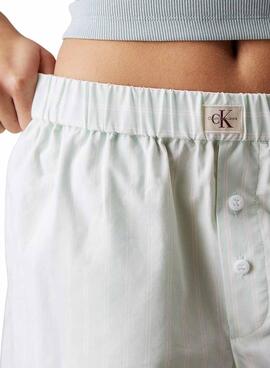 Shorts Calvin Klein Jeans Summer Poplin türkis für Damen.