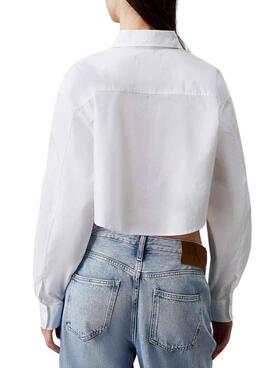 Bluse Calvin Klein Jeans Cropped Weiß für Damen