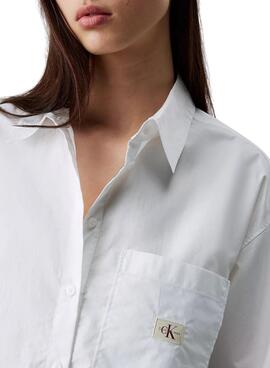 Bluse Calvin Klein Jeans Cropped Weiß für Damen