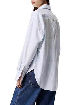 Bluse Calvin Klein Jeans Relaxed in Blau und Weiß für Damen.