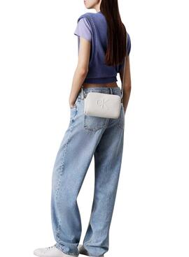 Handtasche Calvin Klein Jeans Sculpted Kamera weiß für Damen