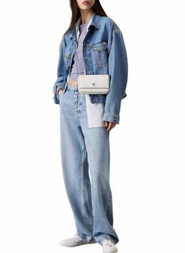 Tasche Calvin Klein Jeans Minimal Monogramm Weiß für Damen