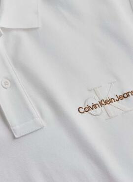 Polo Calvin Klein Jeans Monologo weiß für Herren