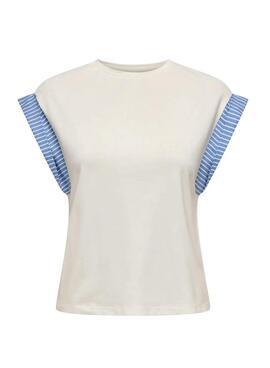 T-shirt Only Dawn weiß und blau für Frauen