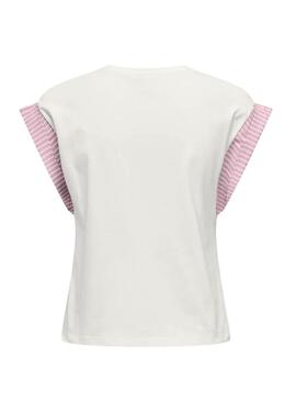 T-shirt Only Dawn weiß und rosa für Frauen