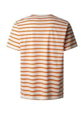 T-shirt Pepe Jeans Striped Ego orange und beige für Männer