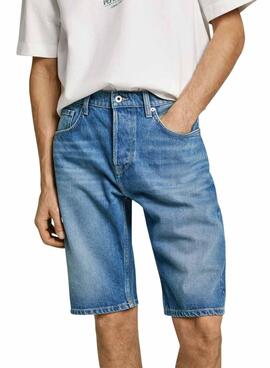 Bermuda Pepe Jeans Callen in blauem Denim für Herren.