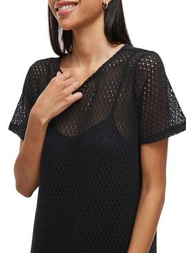 Schwarzes Midi-Kleid Vila Vimine für Damen