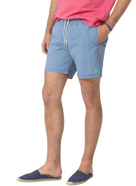 Badehose El Pulpo Mikro-Streifen Logo bestickt blau für Männer