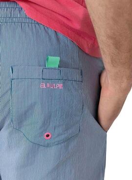 Badehose El Pulpo Mikro-Streifen Logo bestickt blau für Männer
