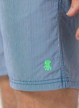 Badehose El Pulpo Mikro-Streifen Logo bestickt blau für Männer