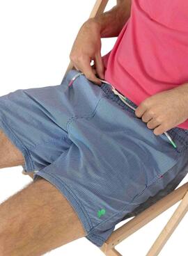 Badehose El Pulpo Mikro-Streifen Logo bestickt blau für Männer