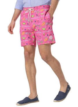 Badehose El Pulpo mit Muster in Rosa für Männer.