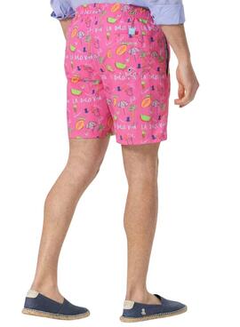 Badehose El Pulpo mit Muster in Rosa für Männer.
