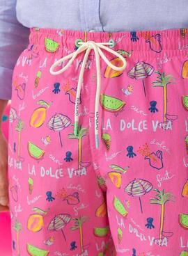 Badehose El Pulpo mit Muster in Rosa für Männer.