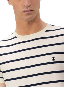 T-Shirt Der Pullover aus extrafeinem gestreiftem Marine für Herren