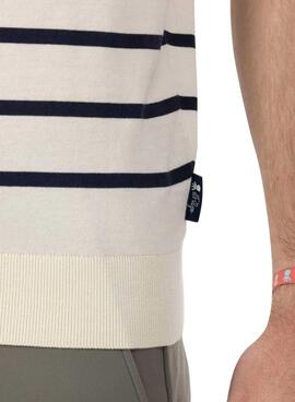 T-Shirt Der Pullover aus extrafeinem gestreiftem Marine für Herren