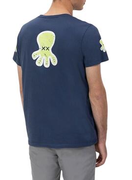 T-Shirt El Pulpo , dreifaches Logo, marineblau, für Männer