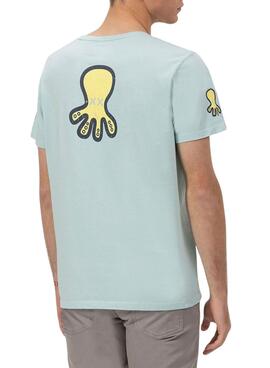 T-Shirt El Pulpo  Dreifach-Logo in Türkis für Männer.