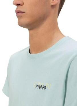 T-Shirt El Pulpo  Dreifach-Logo in Türkis für Männer.