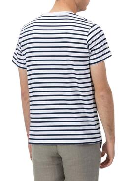 T-shirt El Pulpo gestreiftes weißes   für Männer.