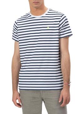 T-shirt El Pulpo gestreiftes weißes   für Männer.