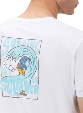 T-shirt  El Pulpo  bedruckt Surfing Waves weiß für Männer